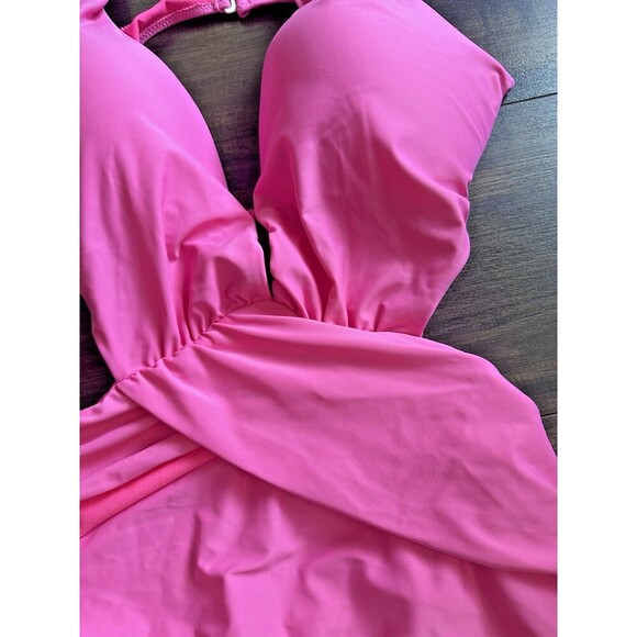 Bar III Women's Draped Monokini one piece Swimsuit  Candy Pink XL - Picture 4 of 6